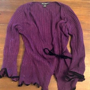 Betsey Johnson purple wrap angora sweater S